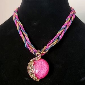 NEW! Pink Peacock Torsade Enhancer Necklace.